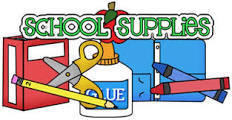 school supplies binder pencil glue scissors crayons