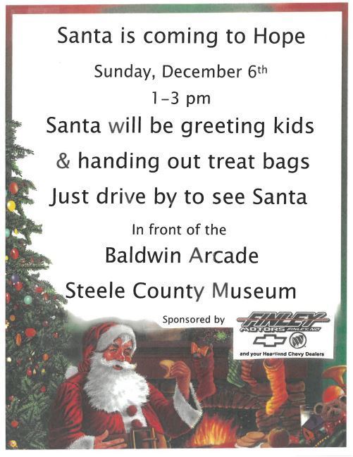Santa.steele county museum.Hope ND